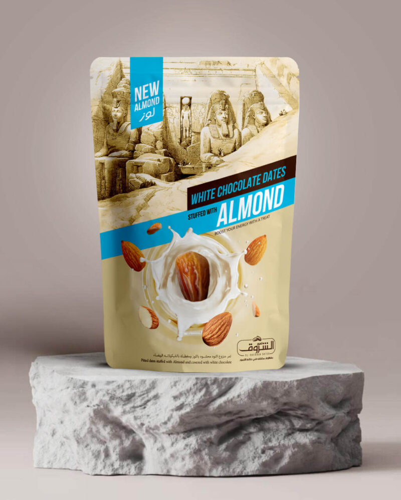 Dates with Almond & White Chocolate, Net Weight: 250g | 12 Pieces Per Box