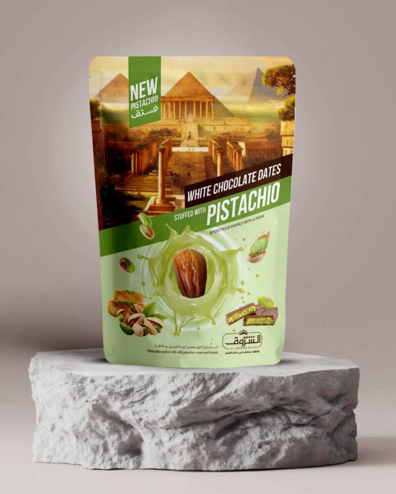 Date with Pistachio Cream & Kunafa, Net Weight: 250g | 12 Pieces Per Box