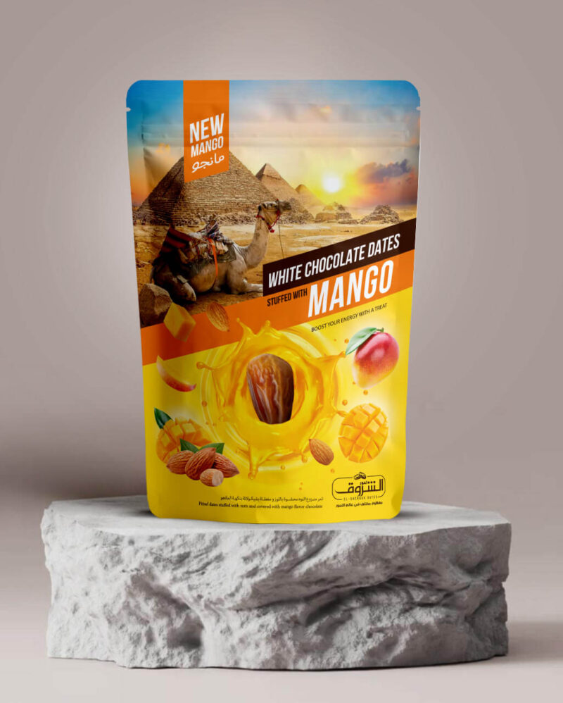 Mango Chocolate Dates With Crunchy Almond, Net Weight: 250g | 12 Pieces Per Box