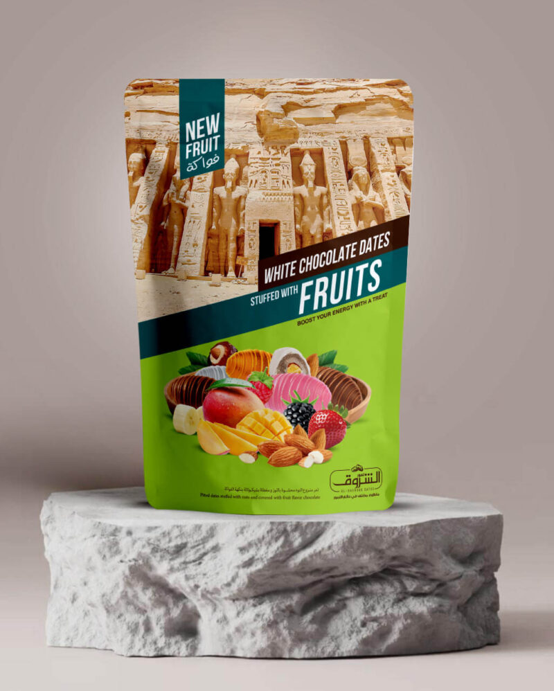 Mixed Fruit White Chocolate Dates with Almonds, Net Weight: 250g | 12 Pieces Per Box