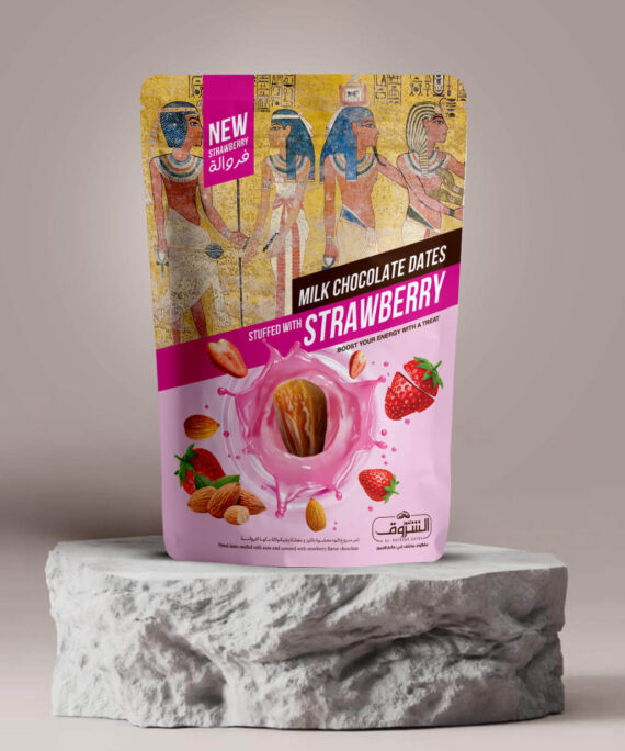 Strawberry Chocolate Dates with Crunchy Almond, Net Weight: 250g | 12 Pieces Per Box