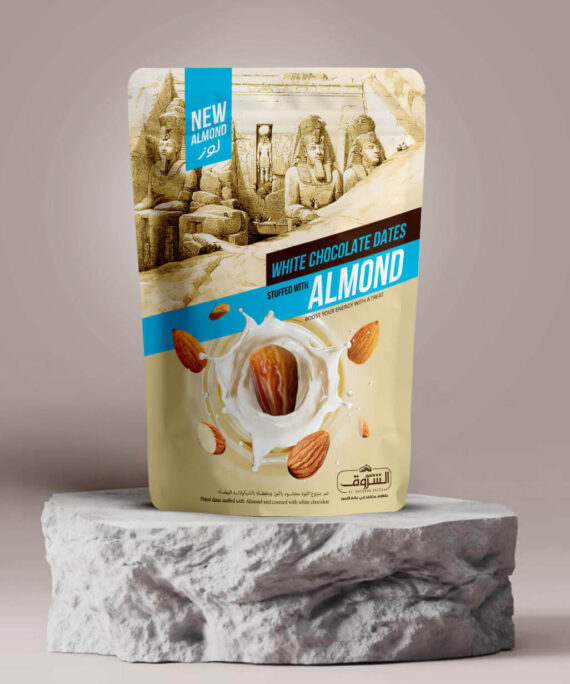 Dates with Almond & White Chocolate, Net Weight: 250g | 12 Pieces Per Box